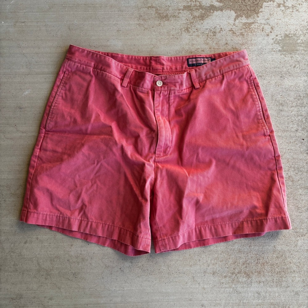 Vineyard Vines Mens 38 Breaker Shorts Coral Pink Cotton Twill 7 Inch Inseam